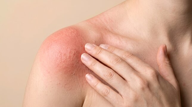Severe Sunburn with Peeling Skin on Studio Background