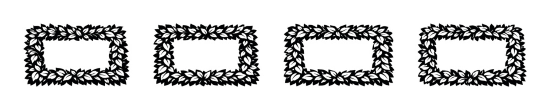 Four decorative rectangular frames with leafy borders on a white background