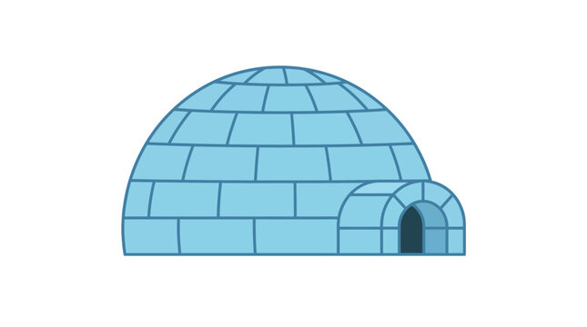Blue ice igloo dome on white background.