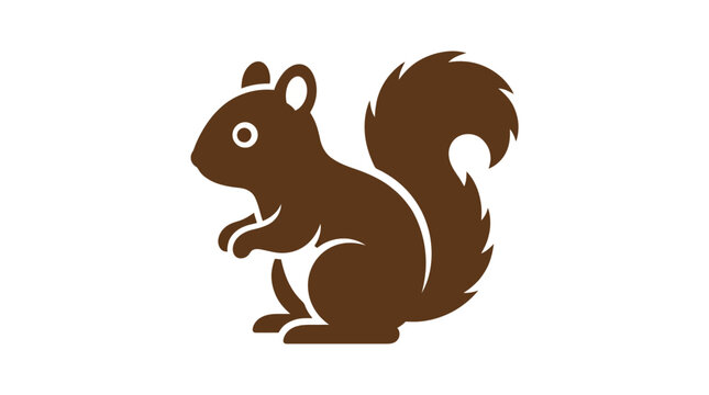 Cute brown squirrel profile illustration on white background.
