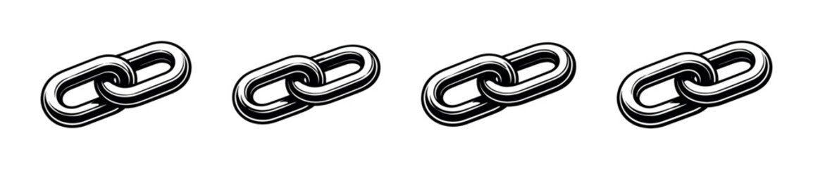 Fototapeta premium Row of connected metal chain links in a simple graphic illustration