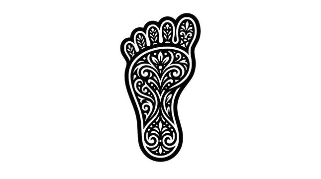 Ornate floral pattern footprint vector.