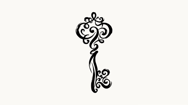 Vintage skeleton key with intricate filigree scrolls.