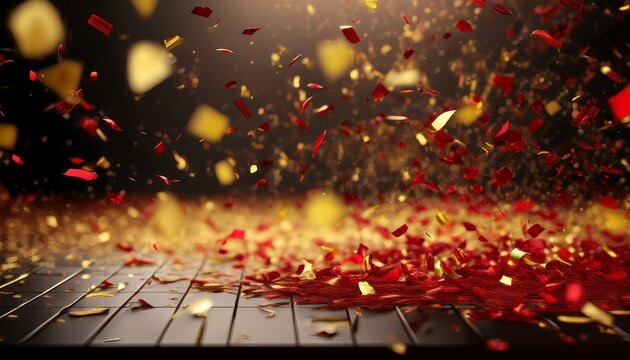 confeti confetti blured red golden falliing 3d rendering