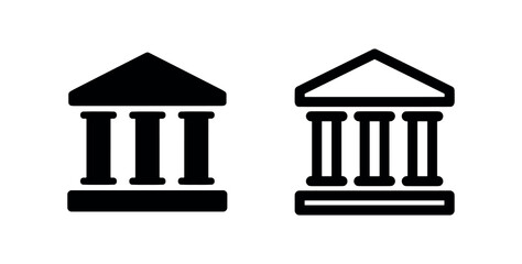 Naklejka premium Bank building icon, financial institution and legal symbol in glyph and outline style