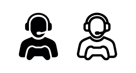Gamer icon with headset and controller. Video game player or e-sports symbol. © liubomir118809