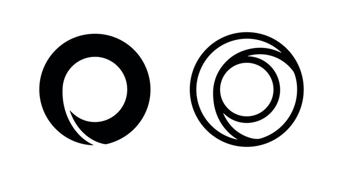 Solid and outlined black icons of concentric circles with a gap on white background.