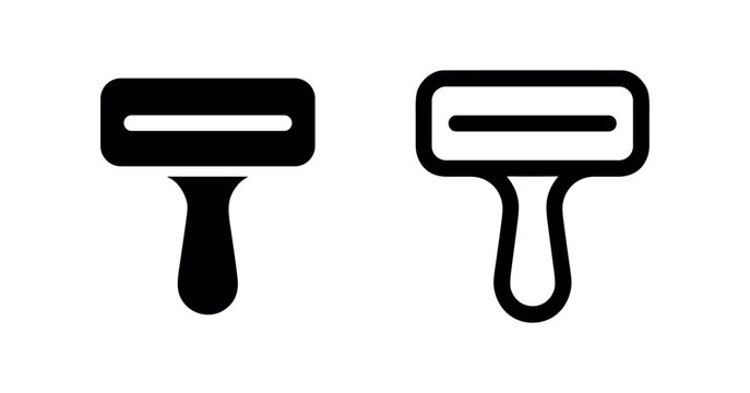 T-Shaped Handle Tool Icons: Solid Black and Outline
