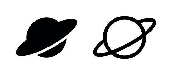 Planet and Ring Icons: Solid and Outline Styles © liubomir118809
