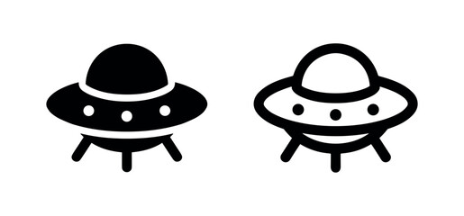 UFO Flying Saucer Icons: Solid and Outline Styles © liubomir118809