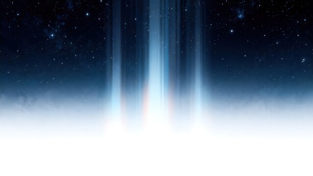 Cosmic light beams in starry sky