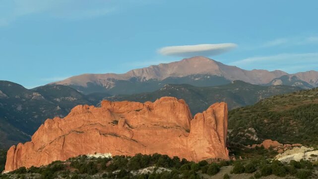 Garden of the Gods - First Light Brightening Pikes Peak and Kissing Camels, Mesa Overlook Timelapse