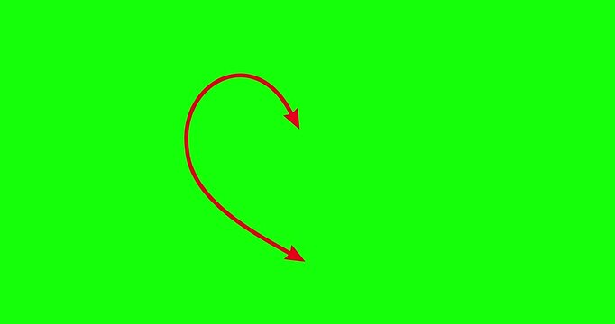 Chart red arrows forming heart shape go up and down greenbox. Graps rising fast. Business cartoon animation green screen background. Economy metaphor.