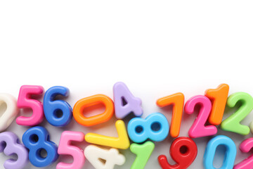 Fototapeta premium Different colorful numbers isolated on white, top view