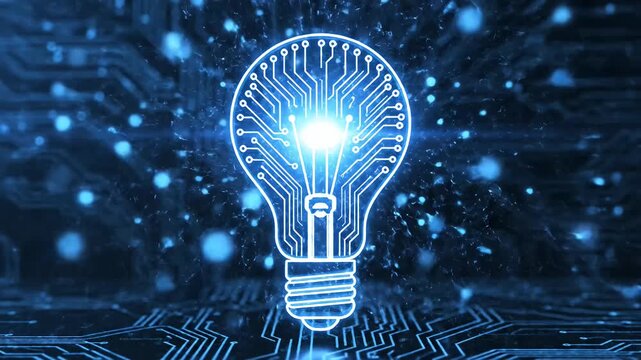 Abstract blue circuit board pattern background.