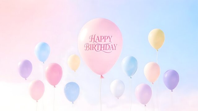 Colorful balloons with happy birthday text