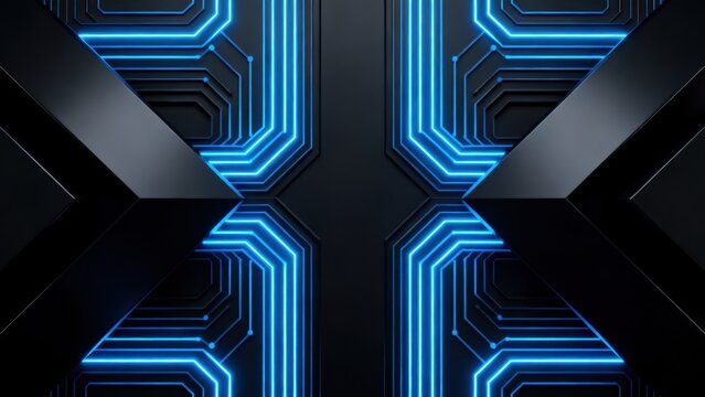 Abstract blue neon circuit design