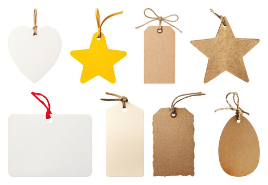 PNG Assorted decorative gift tags on transparent background