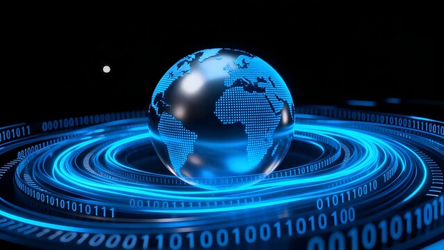 Globe with digital binary code