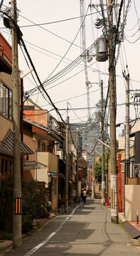 Kyoto -Japan: View of street in a residential neighborhood.
