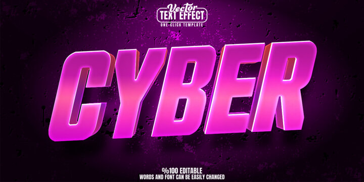 Cyber editable text effect, customizable pink and neon 3d font style