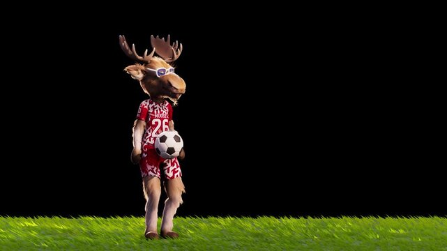Funny Moose Juggling Soccer Ball &ndash; Looping 3D Animation 