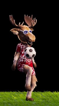 Funny Moose Juggling Soccer Ball &ndash; Looping 3D Animation 