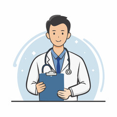 Fototapeta premium Cartoon Doctor Holding Clipboard