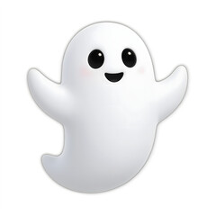 Fototapeta premium A cute, cartoon-style white ghost with big black eyes and rosy isolated on transparent background png