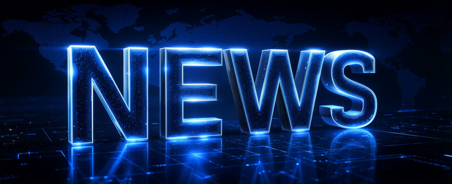 Digital neon sign displaying news.