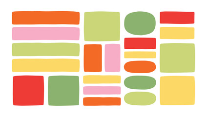 Fototapeta premium Colorful rounded rectangles and ovals arranged in a grid pattern