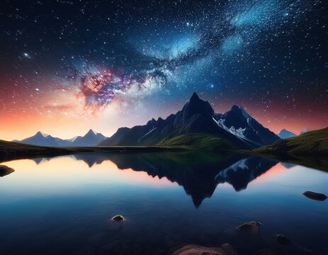 mountain reflection milkyway