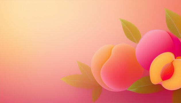 summer background with peach fruit soft blur effect and text space minimalist design with modern gradient for social media banner poster cover