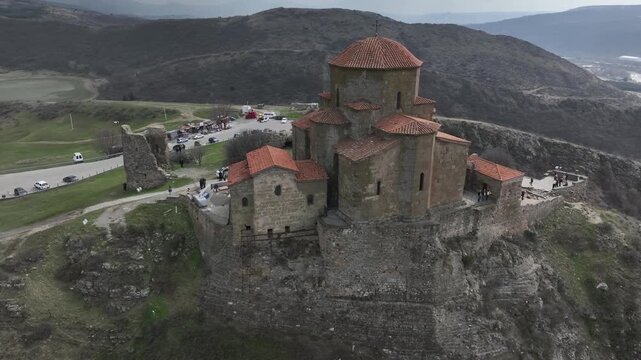 Jvari monastery aerial view in mtskheta georgia