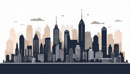 Obraz premium city skyline with skyscrapers and old city downtown silhouettes of city buildings urban landscape