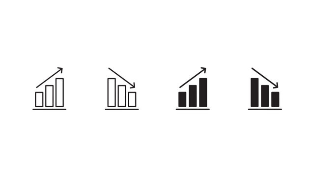 "Bar chart icons showing growth and decline"