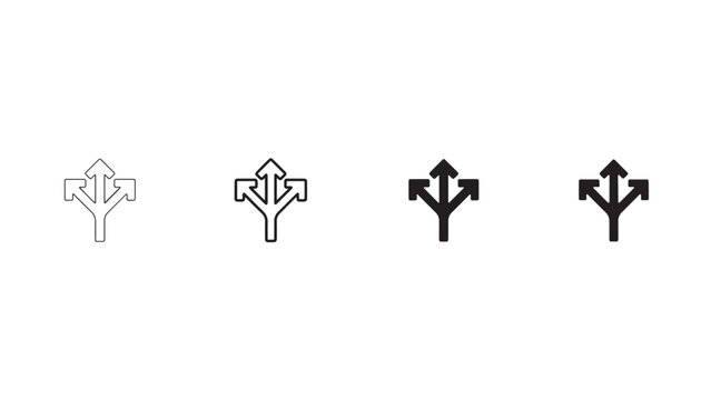 Three-way arrow icons progression