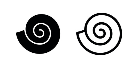 Spiral or snail shell icon in filled and outline style, natural pattern symbol. © liubomir118809