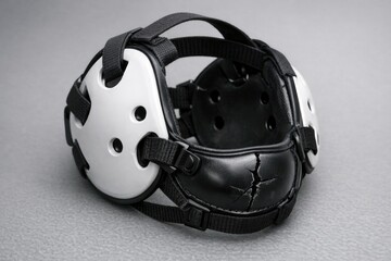 Fototapeta premium A close-up shot of a helmet sitting on a table, ready for use