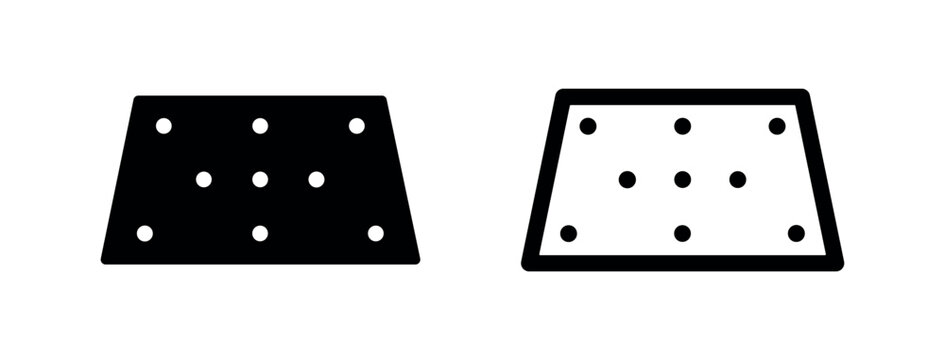 Grater or perforated metal sheet icon set, showing a flat surface with holes in solid and outline versions.