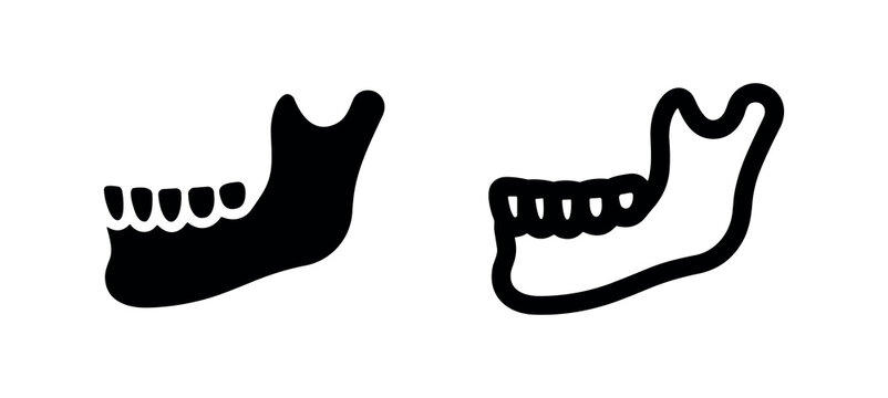Human Jaw Bone Icon - Mandible Skeleton Anatomy Vector Design