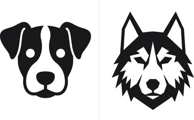 Dog and husky head mascot logo vector illustration pack sharp geometry animal graphic design isolated on white background © MstAirin