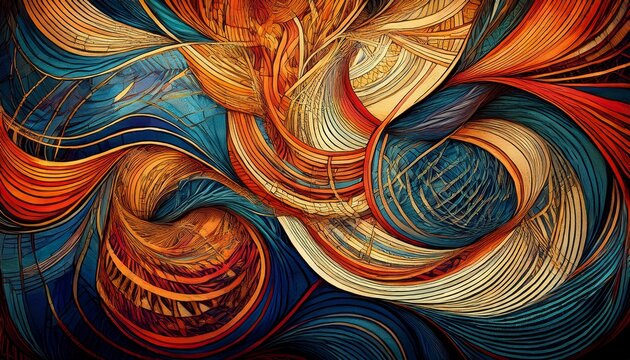 symphony of interwoven threads and abstract patterns creating a tapestry of visual intrigue and complexity panorama