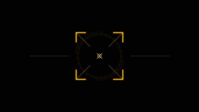 Futuristic HUD Crosshair Target Interface Elements on Black Background.