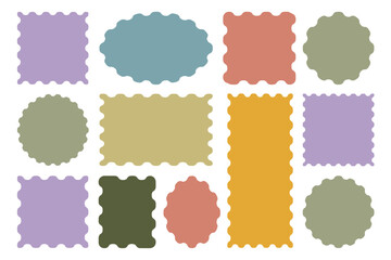 Fototapeta premium Assorted scalloped edge shapes in muted pastel colors