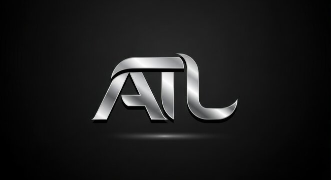 Metallic ATL Logo Design on Black Background.