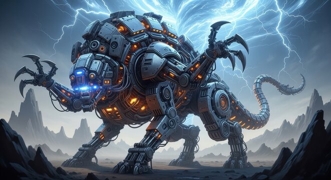 Mechanical Beast Roaring with Lightning Energy.