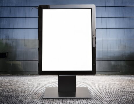 blank vertical computer monitor or billboard without background
