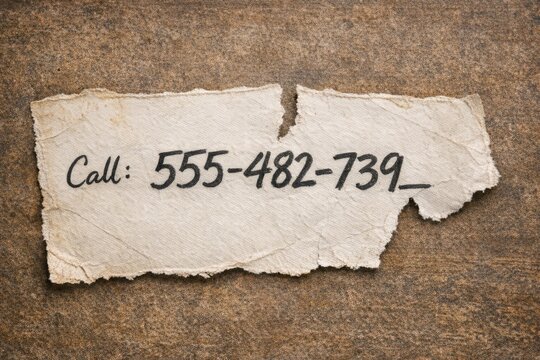 A piece of paper with phone numbers written on it, suitable for use in various contexts such as movie scripts or everyday life scenarios