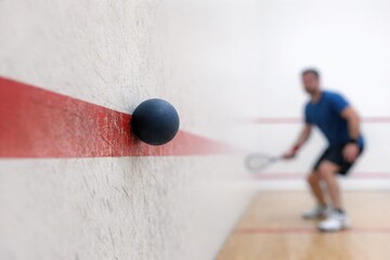 Obraz premium A person holding a racket standing on a wooden surface, suitable for sport or activity illustrations